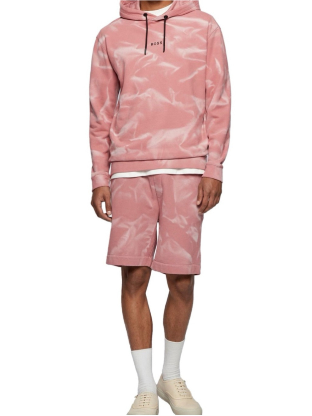 Hugo Boss Pink Tie Dye Hoodie Sweatshirt Medium Minimalist Athleisure